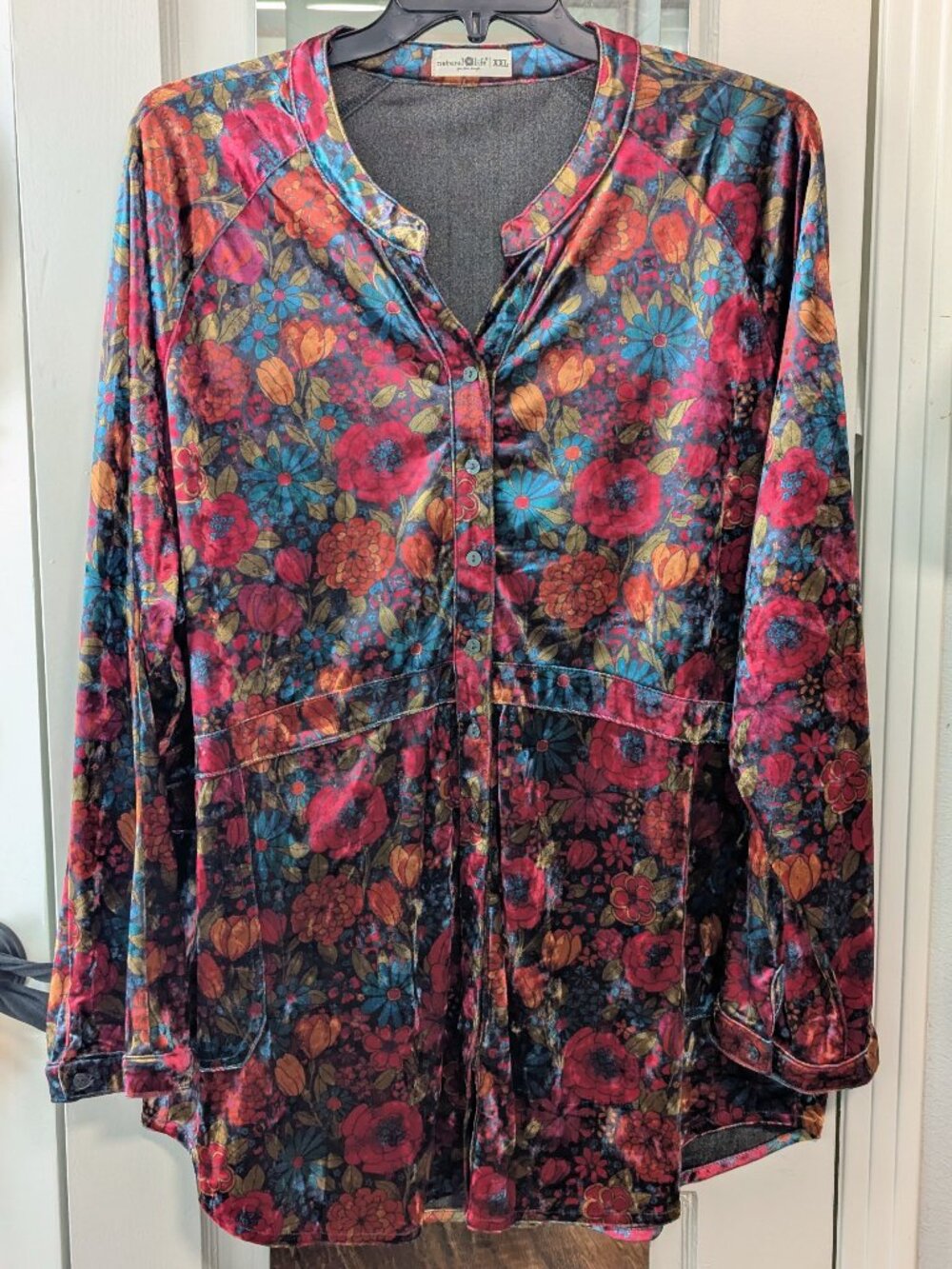 Natural Life Floral Velvet Tunic Top XXL